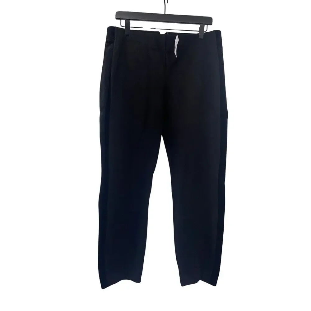 NWT J. Crew Women's Black Gigi Pants Velvet Tuxedo Leg Stripe size 12 Zipper